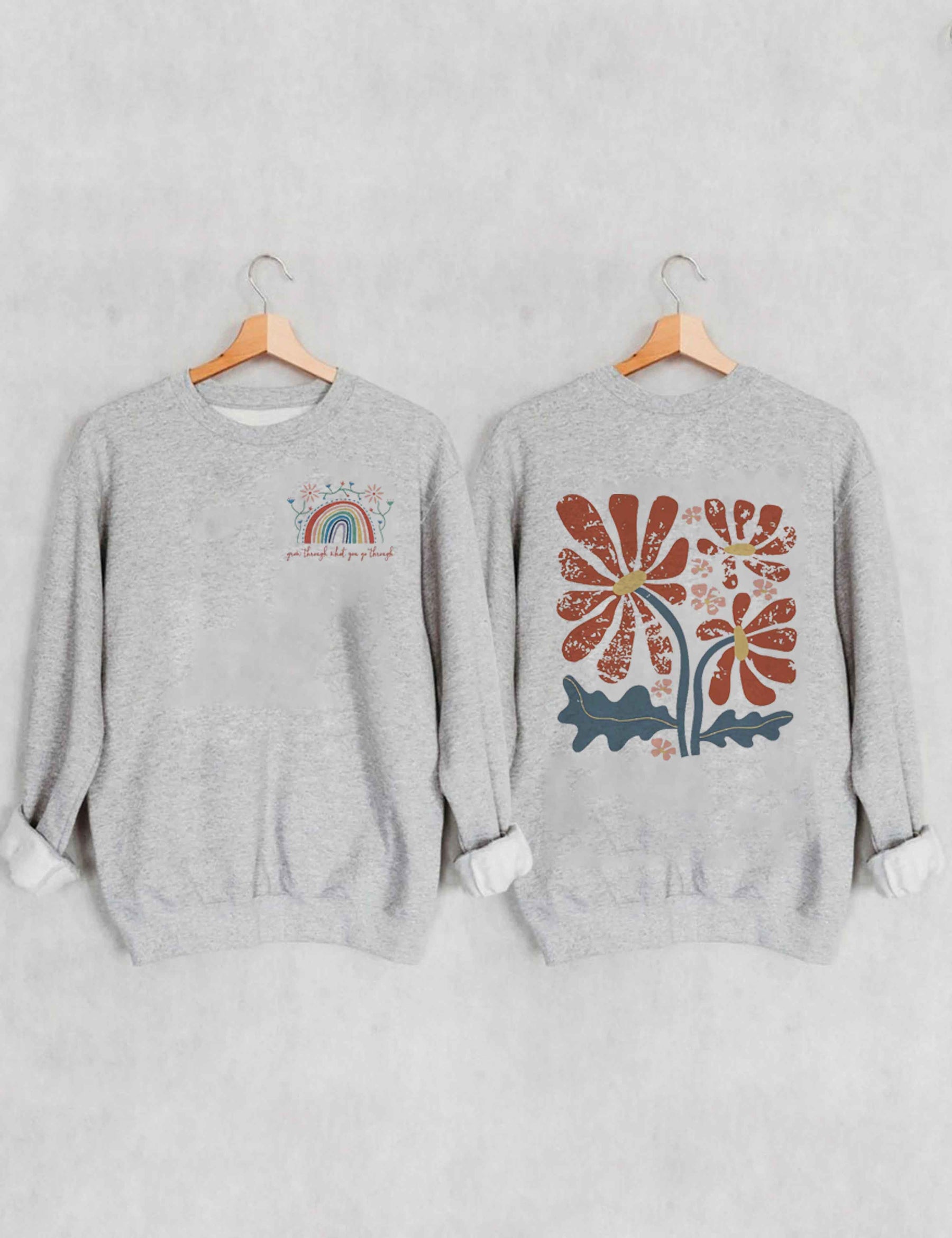 Grow Through What You Go Through Boho Flowers Sweatshirt