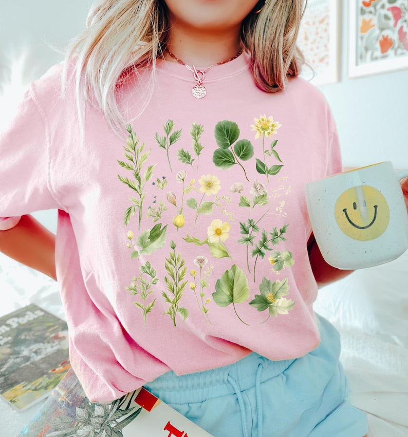 Boho Watercolor Botanical shirt Floral Tshirt