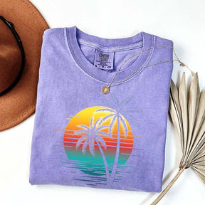 Retro Sunset Beach Palm Tree T-Shirt