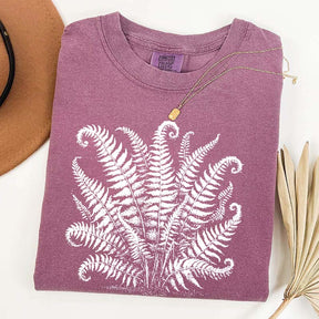 Vintage Linocut Fern Leaves T-Shirt
