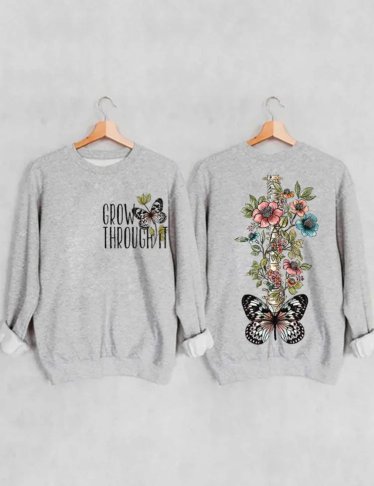 Grow Through It Floral Butterfly Sweatshirt