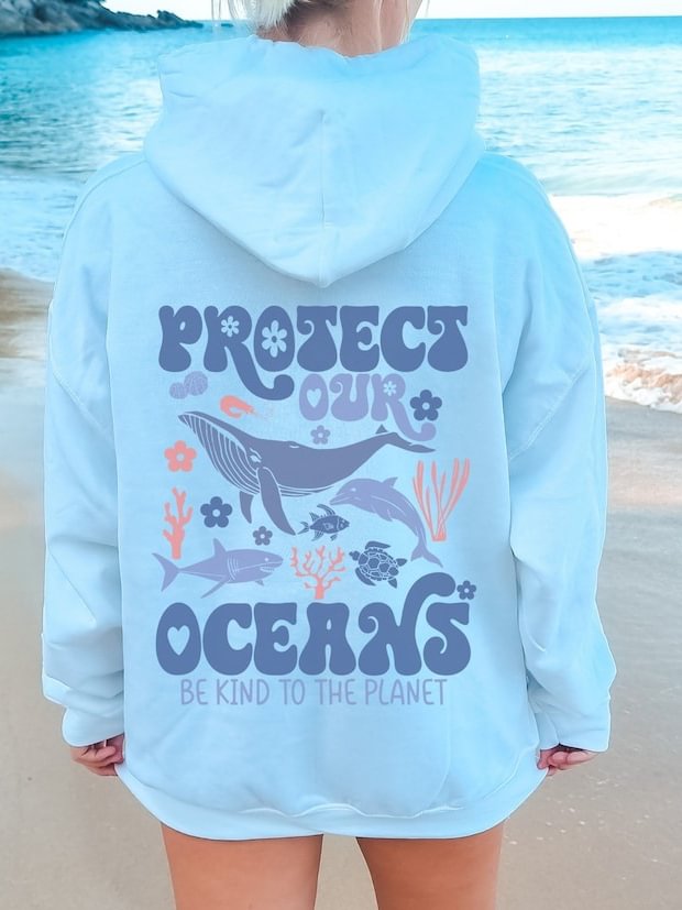 Protect Our Oceans Trendy Surfing Hoodie