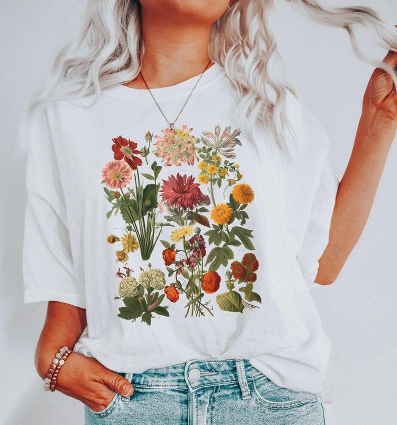 Vintage Botanical Flowers T-shirt