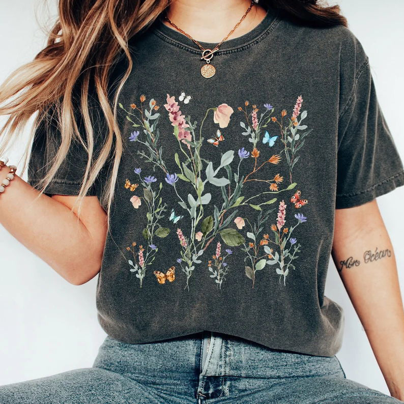 Pressed Flowers Shirt Wildflower Shirt