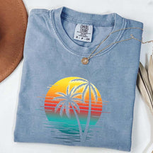 Retro Sunset Beach Palm Tree T-Shirt