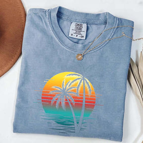 Retro Sunset Beach Palm Tree T-Shirt
