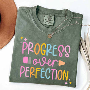 Progress Over Perfection Inspirational Teacher T-Shirt