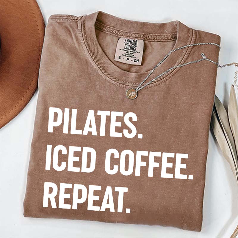 Pilates Iced Coffee Repeat T-Shirt