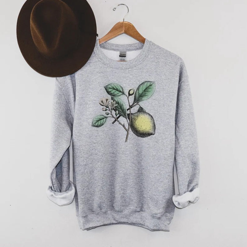 Lemon Botanical Vintage Image Unisex collegepaita