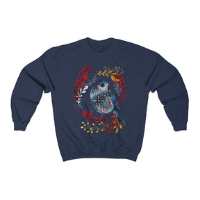 Folk Art Bird Sweatshirt Nordic Botanical Sweatshirt