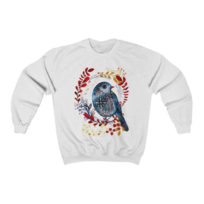 Folk Art Bird Sweatshirt Nordic Botanical Sweatshirt