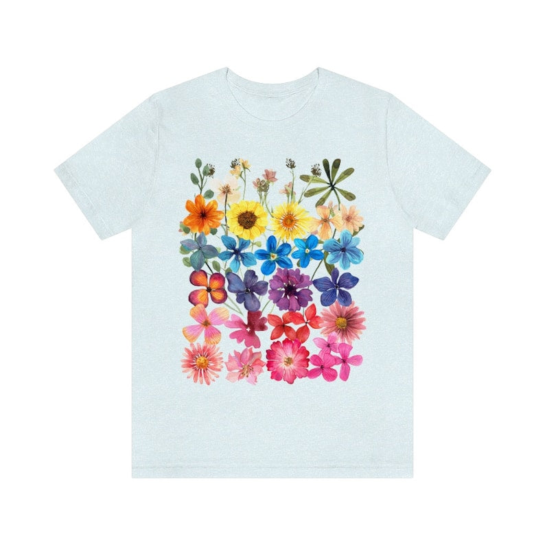 Pressed Flowers Tshirt Boho Wildflowers