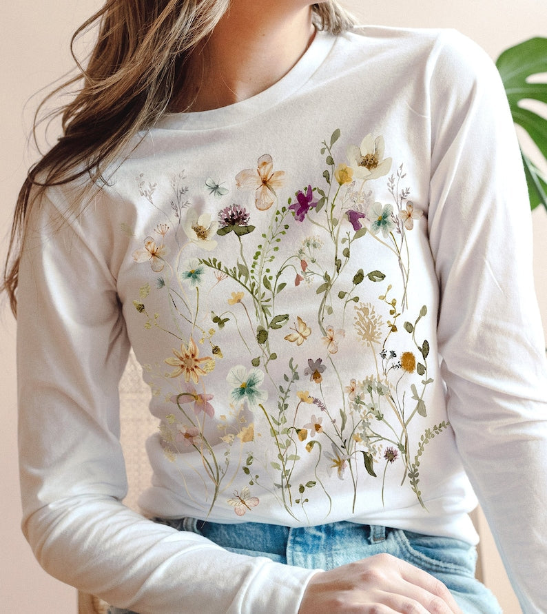 Pressed Flowers Long Sleeve Tshirt