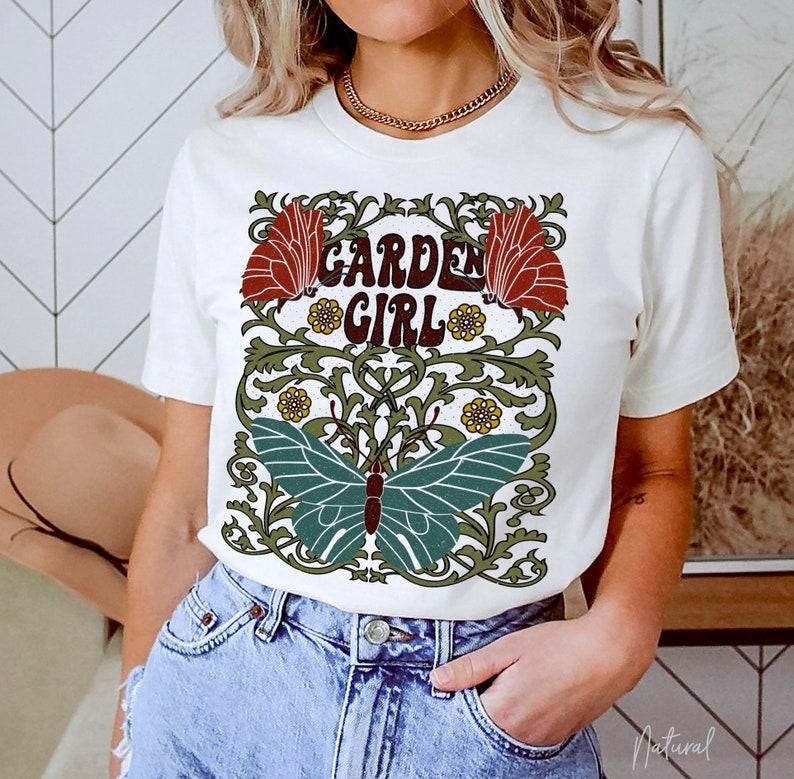 Flower Garden Butterfly Floral Botanical Shirt