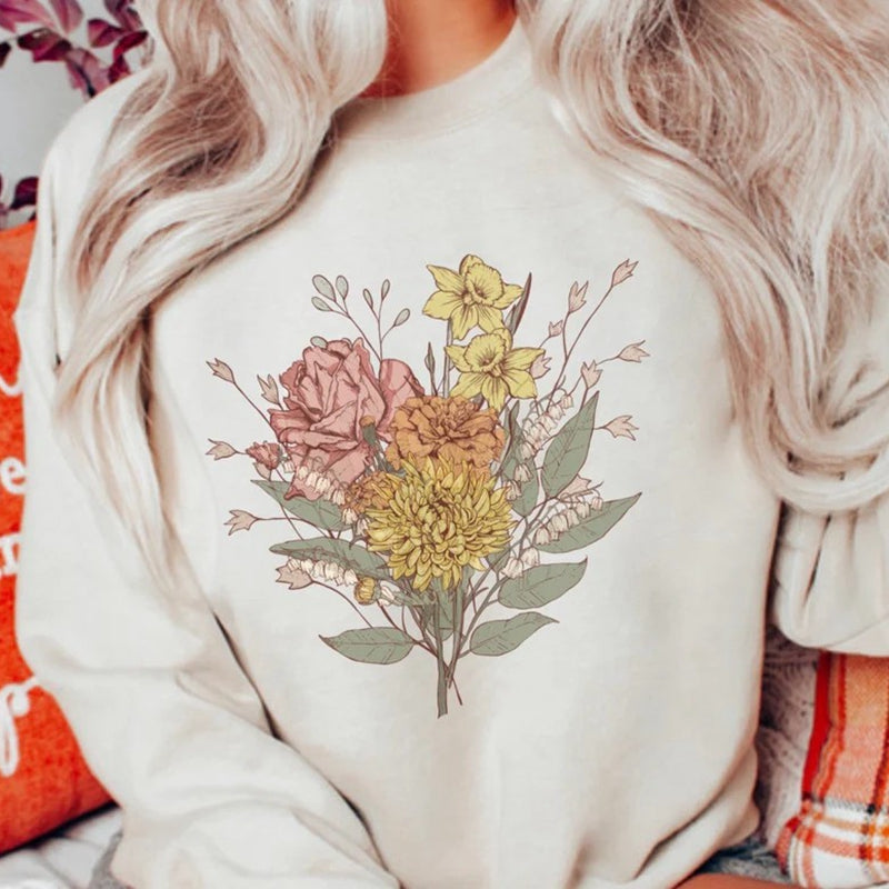 Sudadera personalizada con ramo de flores de nacimiento