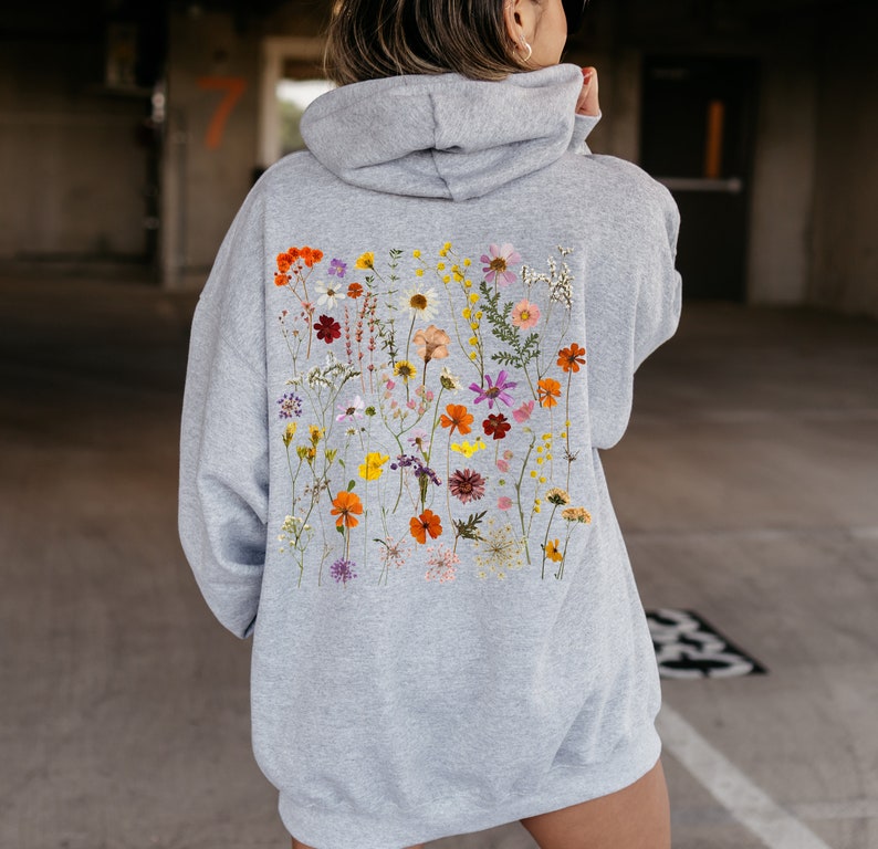 Vintage Pressed Flowers Cottagecore Nature Floral Hoodie