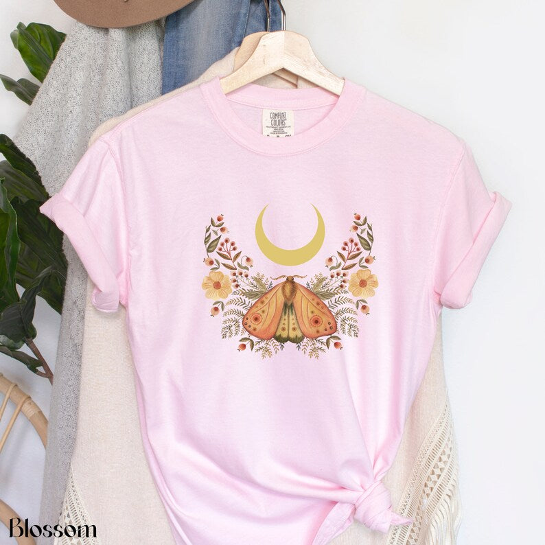 Moon Moth Flower T Shirts Graphic T Shirt