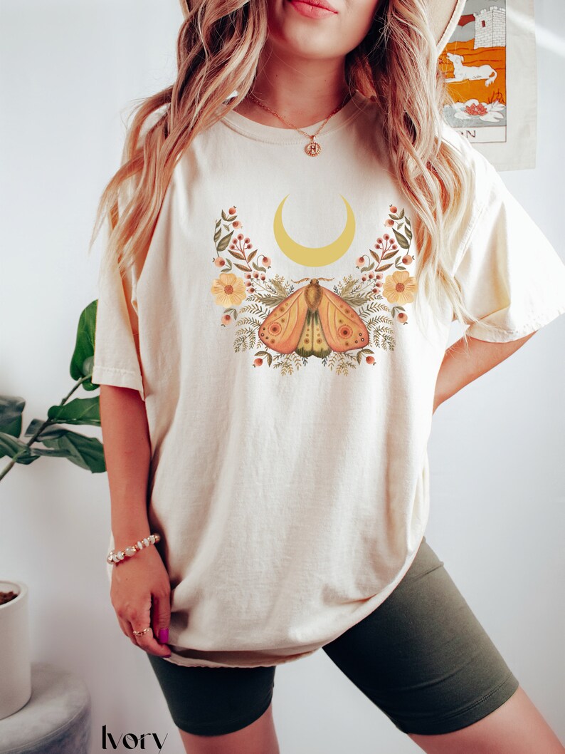 Moon Moth Flower T Shirts Graphic T Shirt