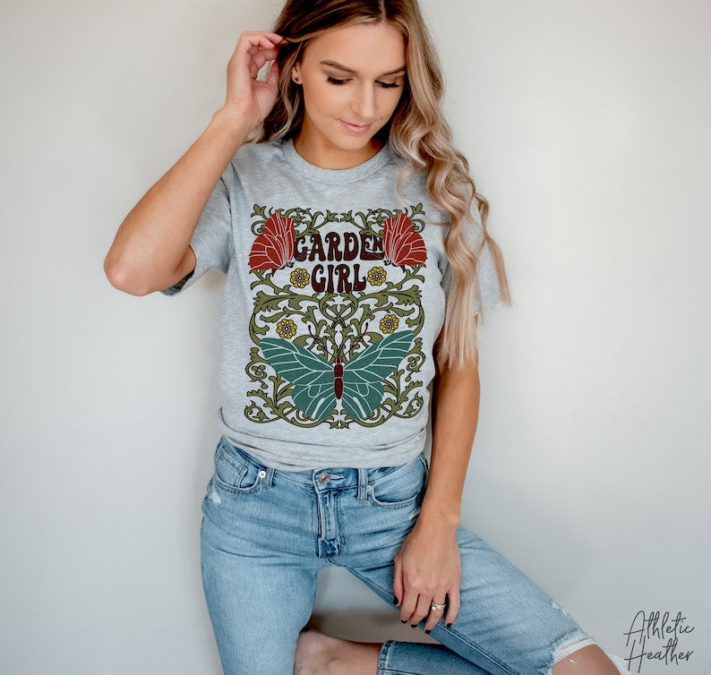 Flower Garden Butterfly Floral Botanical Shirt