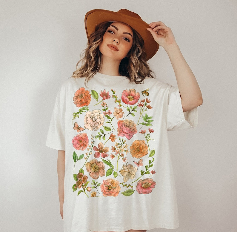 Floral Cottagecore Shirt Vintage Wildflower Tee