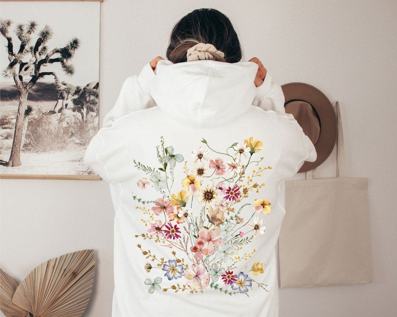 Pressed Flower Hoodie Sweatshirt Nature Lover Hoodie