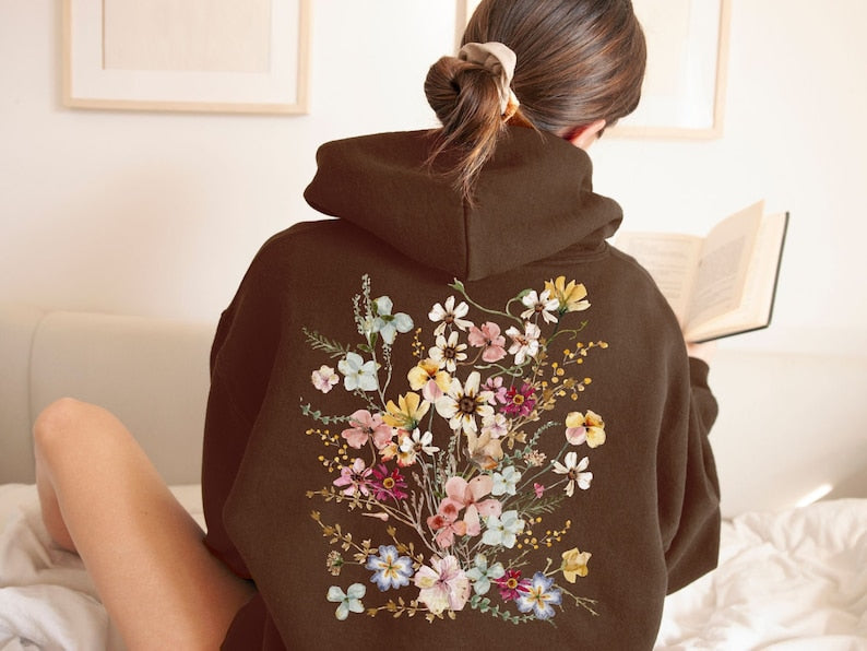 Pressed Flower Hoodie Sweatshirt Nature Lover Hoodie