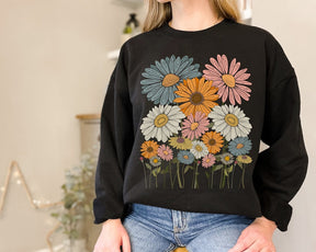 Retro Daisies Flower Sweatshirt