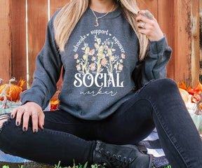 Social Worker Wildflower Sweatshirt School Social Worker Gifts