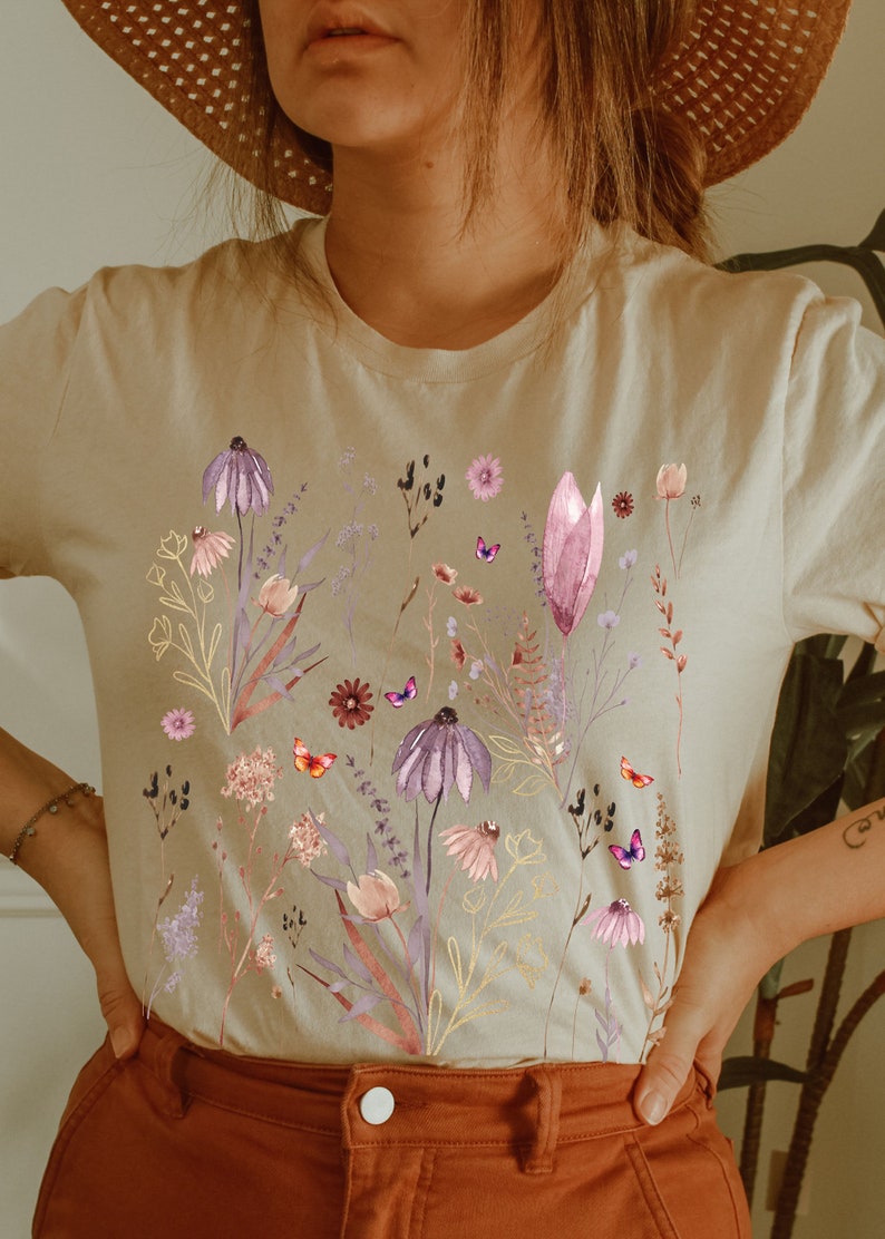 Retro Pressed Flowers Shirt GIft For Her