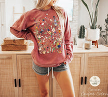 Vintage Pressed Flowers Comfort Colors  Wildflowers Sweatshirt