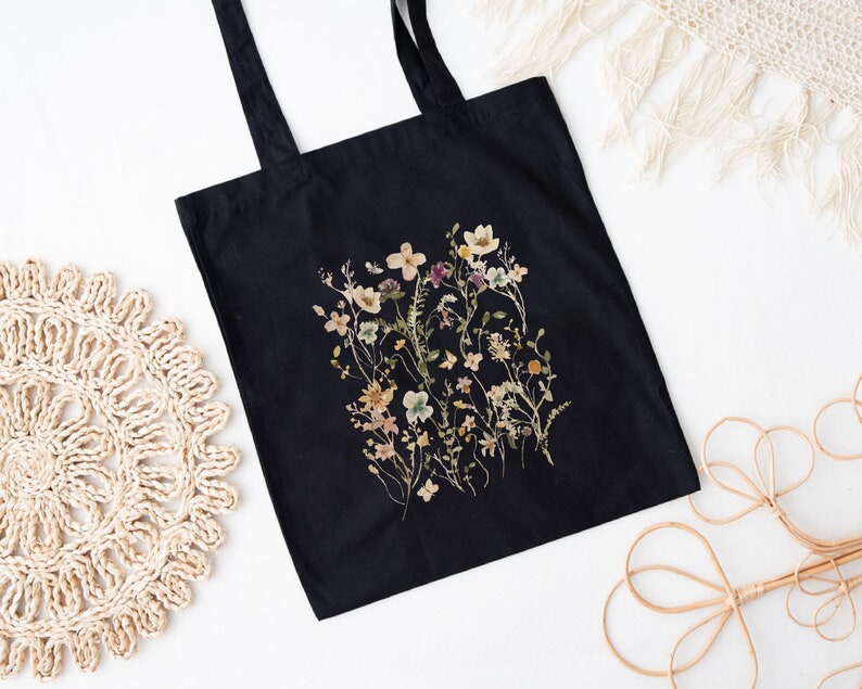 Wildflower Tote Bag Vintage Flower Bag