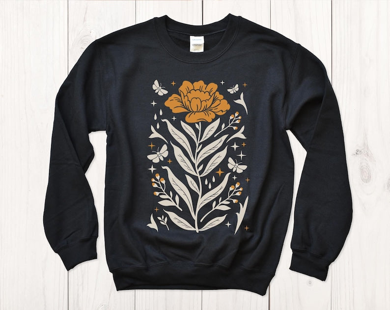 Unisex Boho Flower Oversized Sweatshirt