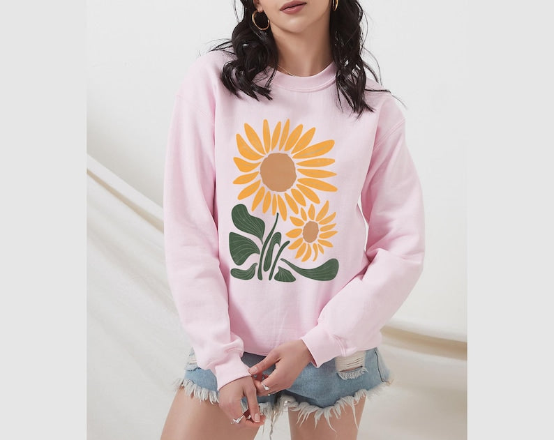 Sunflower Sweatshirt Boho Wildflower Sweatshirt