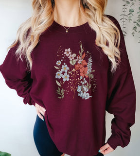 Vintage Pressed Flowers Wildflowers Hoodie