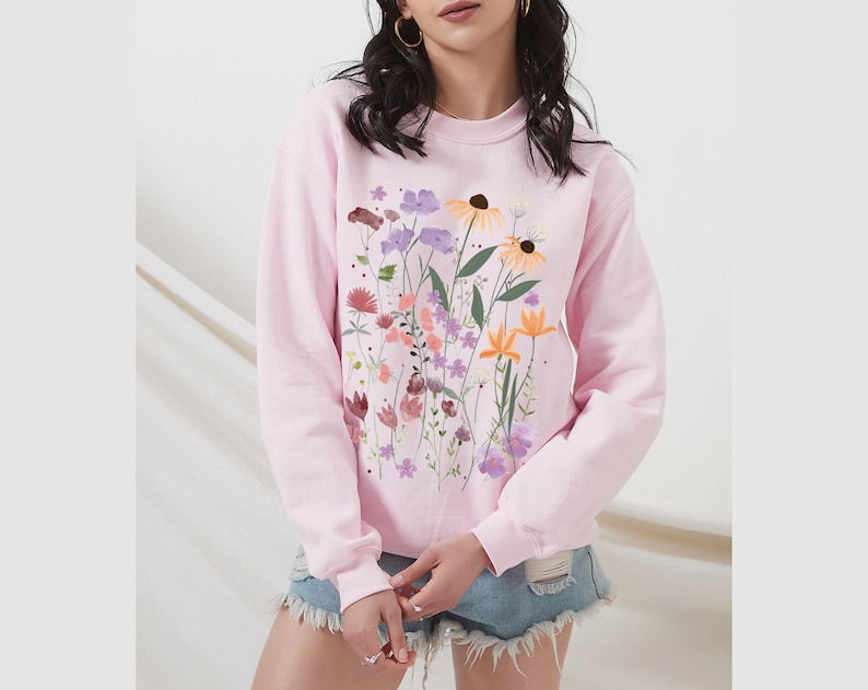 Wild Flowers Sweatshirt Unisex Wildflower Sweater