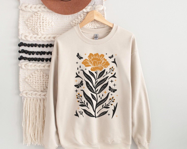 Unisex Boho Flower Oversized Sweatshirt