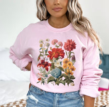Boho Cottagecore Crewneck Floral Sweatshirt