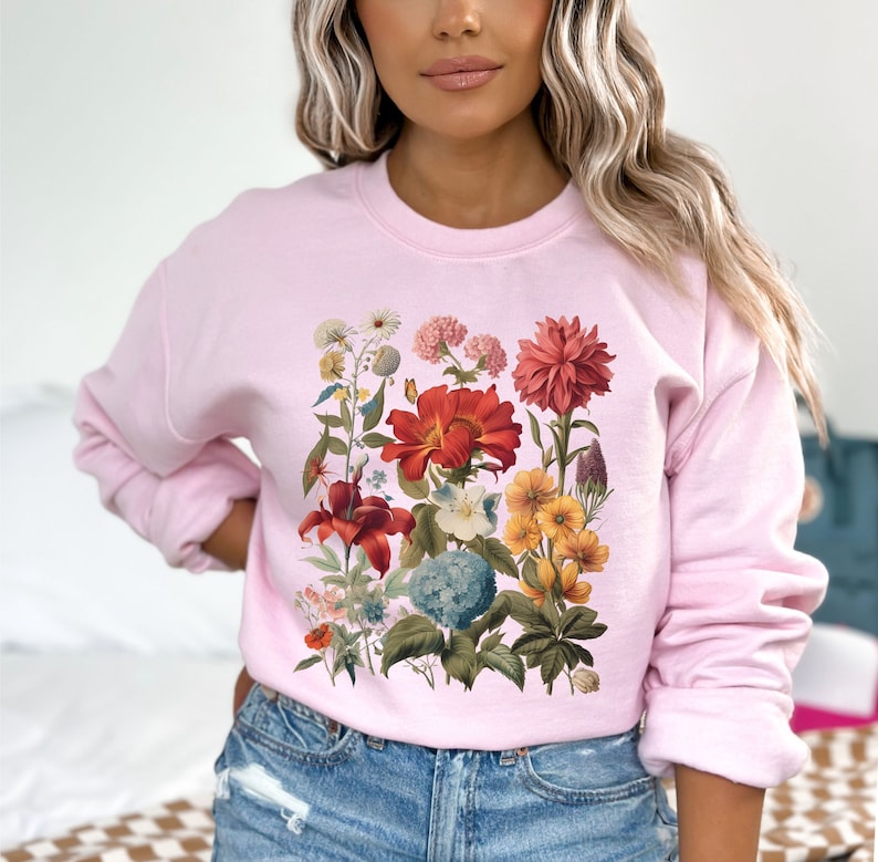 Boho Cottagecore Crewneck Floral Sweatshirt