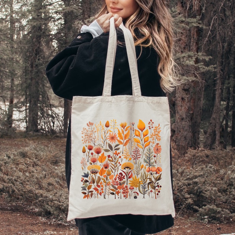 Cottagecore Boho Wildflower Tote Bag