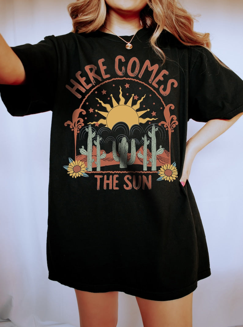 Here Comes The Sun Retro Style Hippie Shirt