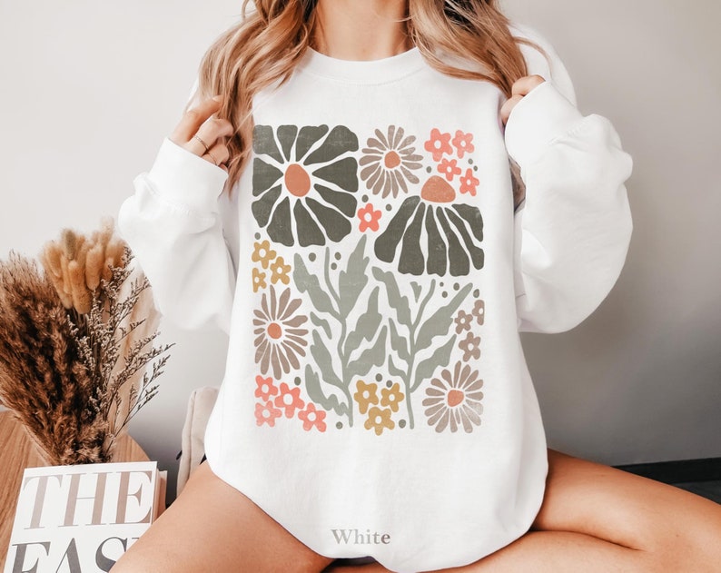 Boho Flower Sweatshirt Unisex Wildflower Sweater