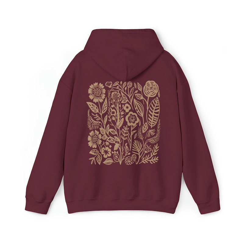 Wildflowers Hoodie Pressed Flowers Cottage Core Hoodie