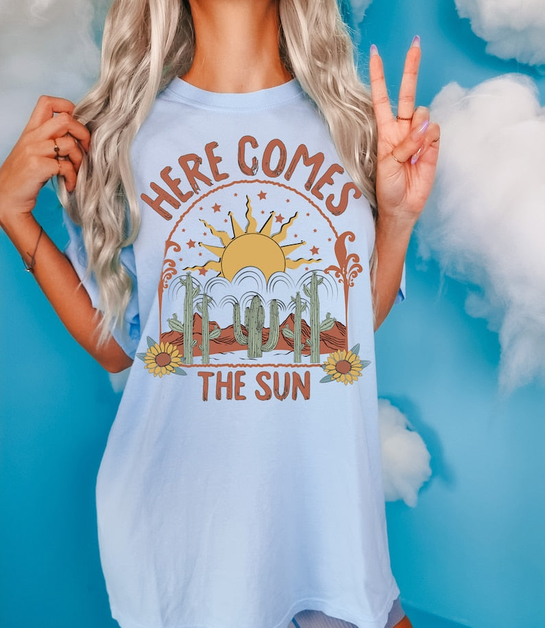 Here Comes The Sun Retro Style Hippie Shirt