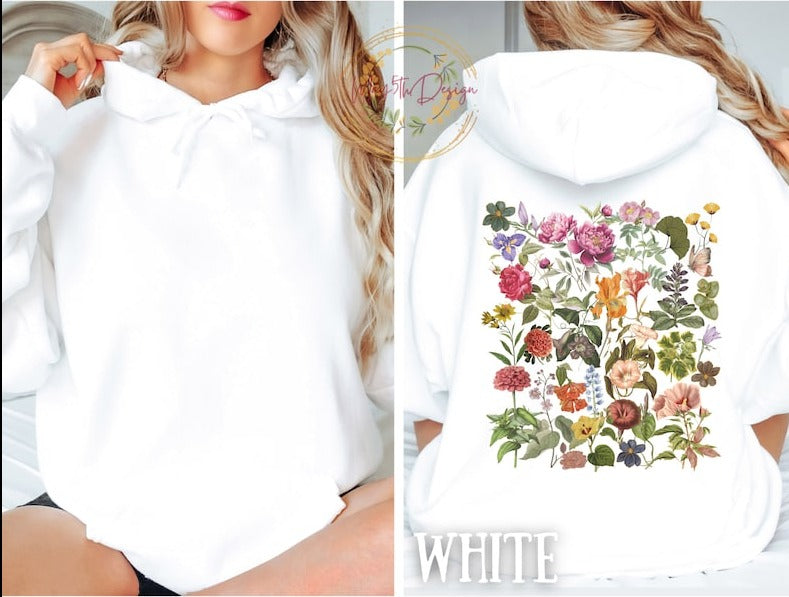 Pressed Flowers Boho Floral Cottagecore Hoodie