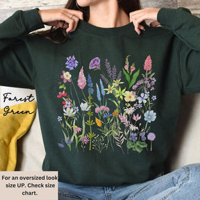 Pressed Flowers Sweatshirt Gift Boho Forestcore Sweater