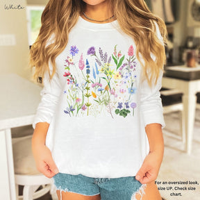 Pressed Flowers Sweatshirt Gift Boho Forestcore Sweater