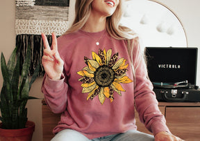 Leopard Sunflower Floral Sweatshirt