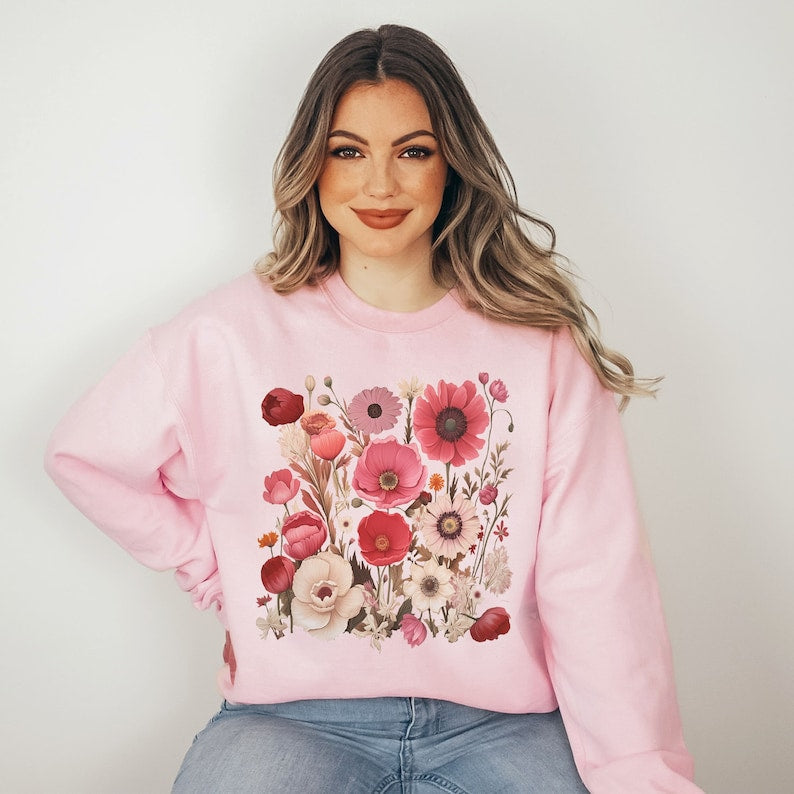 Vintage Wildflowers Sweater Floral Sweatshirt