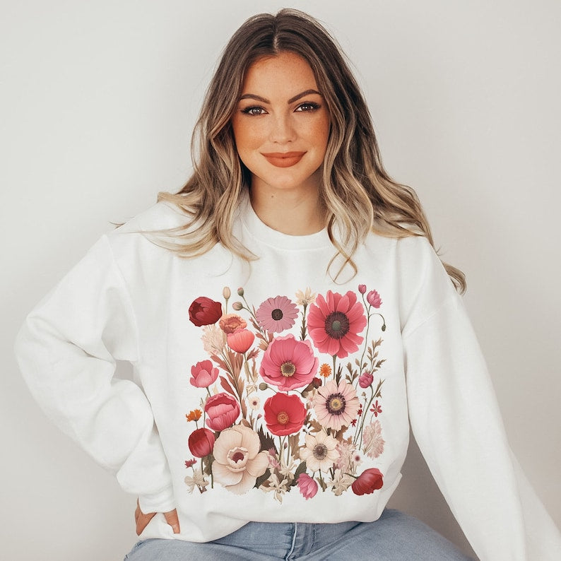 Vintage Wildflowers Sweater Floral Sweatshirt