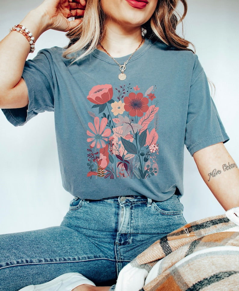 Pastel Wildflower Watercolor Floral Shirt